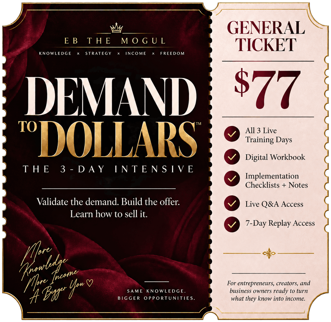 Demand to Dollars General Ticket, $77: all 3 live training days, digital workbook, implementation checklists and notes, live Q&A access, 7-day replay access